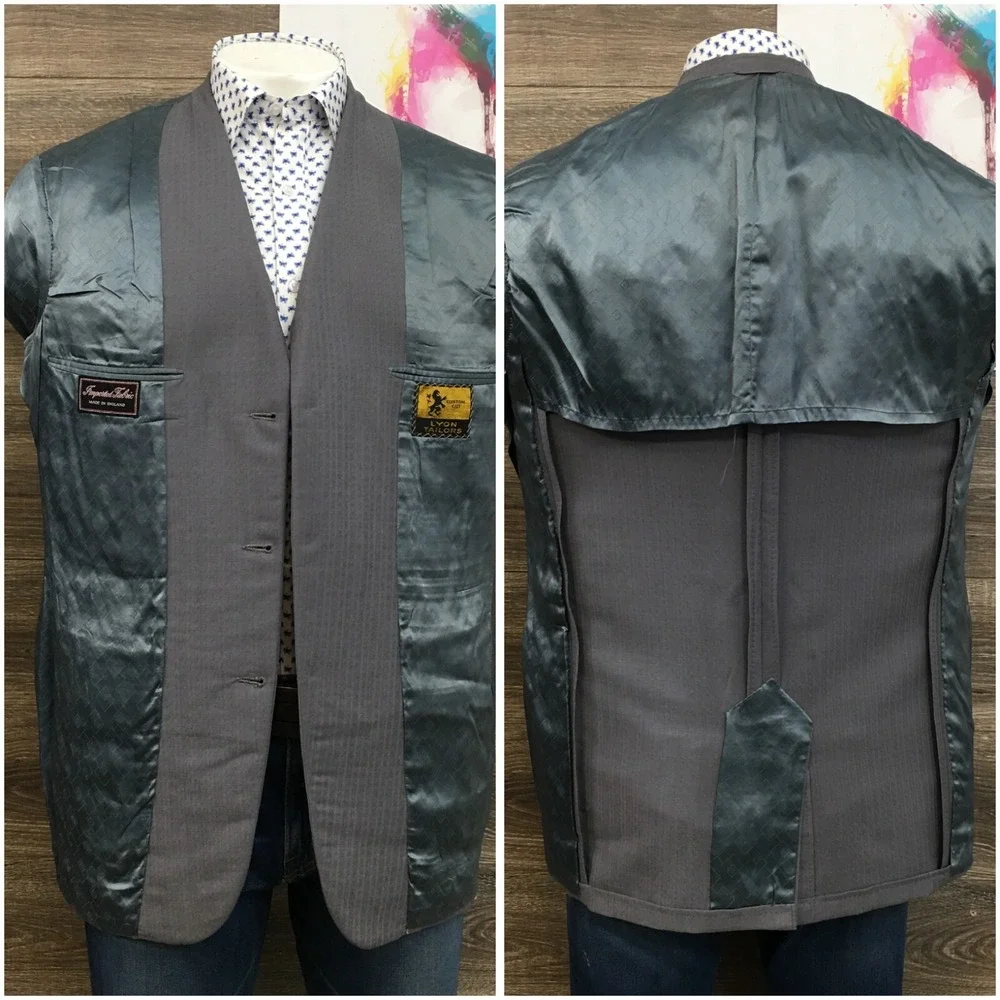 VINTAGE‎ 60s BESPOKE Mens Blazer Sport Coat Casual Jacket Size 44L Wool Suit USA